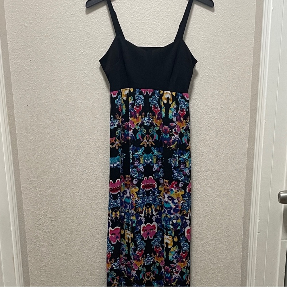 Nicole by Nicole Miller Black and Vibrant Floral Maxi Dress